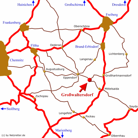 Karte von Großwaltersdorf im Erzgebirge